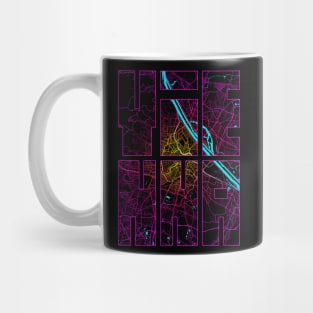 Vienna, Austria City Map Typography - Neon Mug